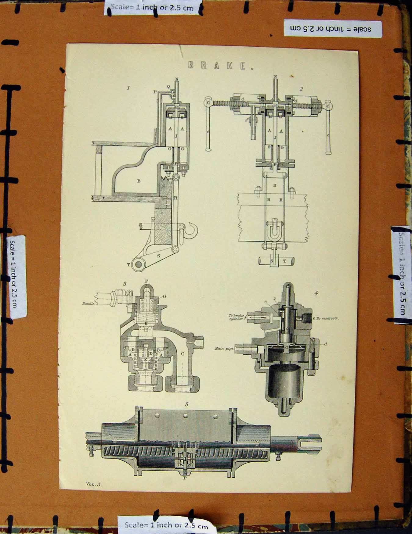 Original Old Antique Print C1800-1870 Brake Pipe Machinery 19th