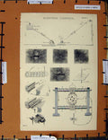 Original Old Antique Print C1800-1870 Electric Lighting Instruments 19th