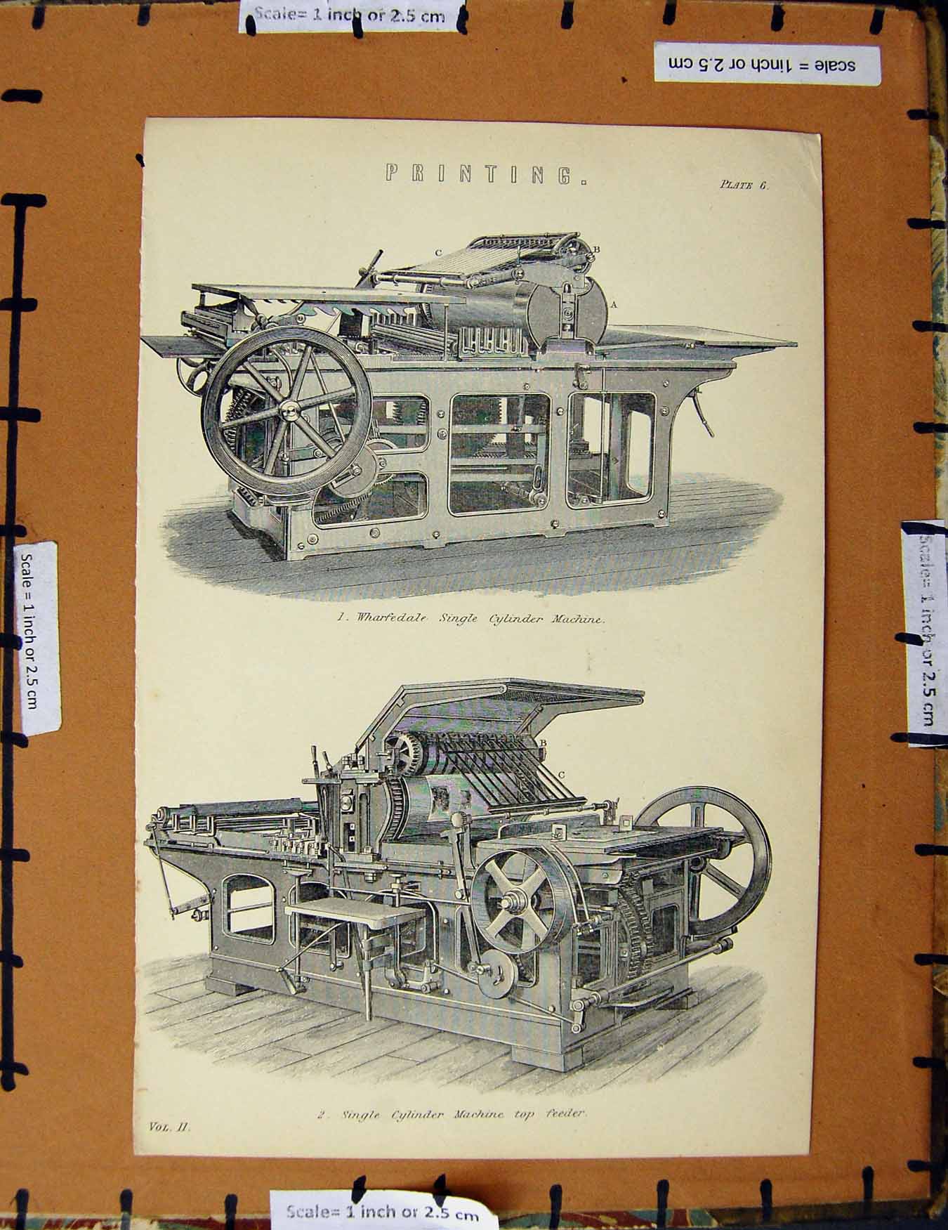 Original Old Antique Print Ref.247 C1800-1870 Wharfedale Ing Machine