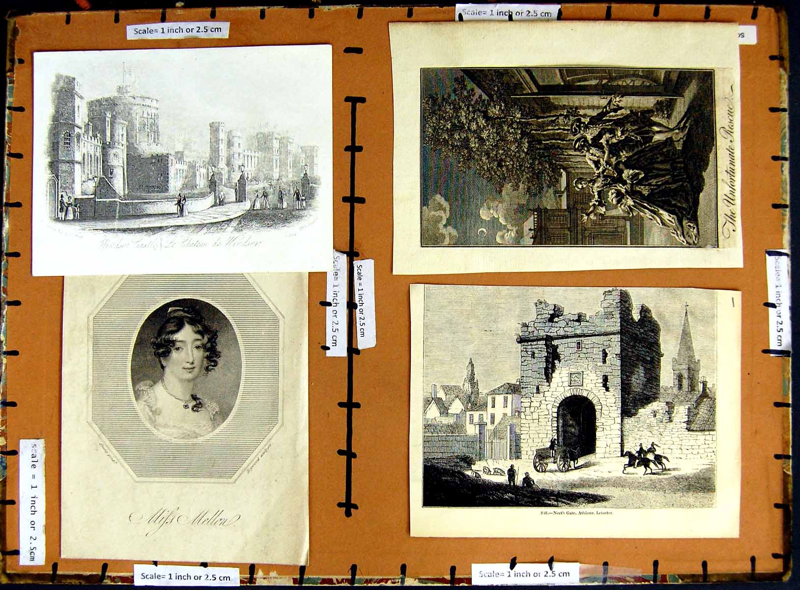 Original Old Antique PrintC1790-C1940 Windsor Castle London Miss Mellon