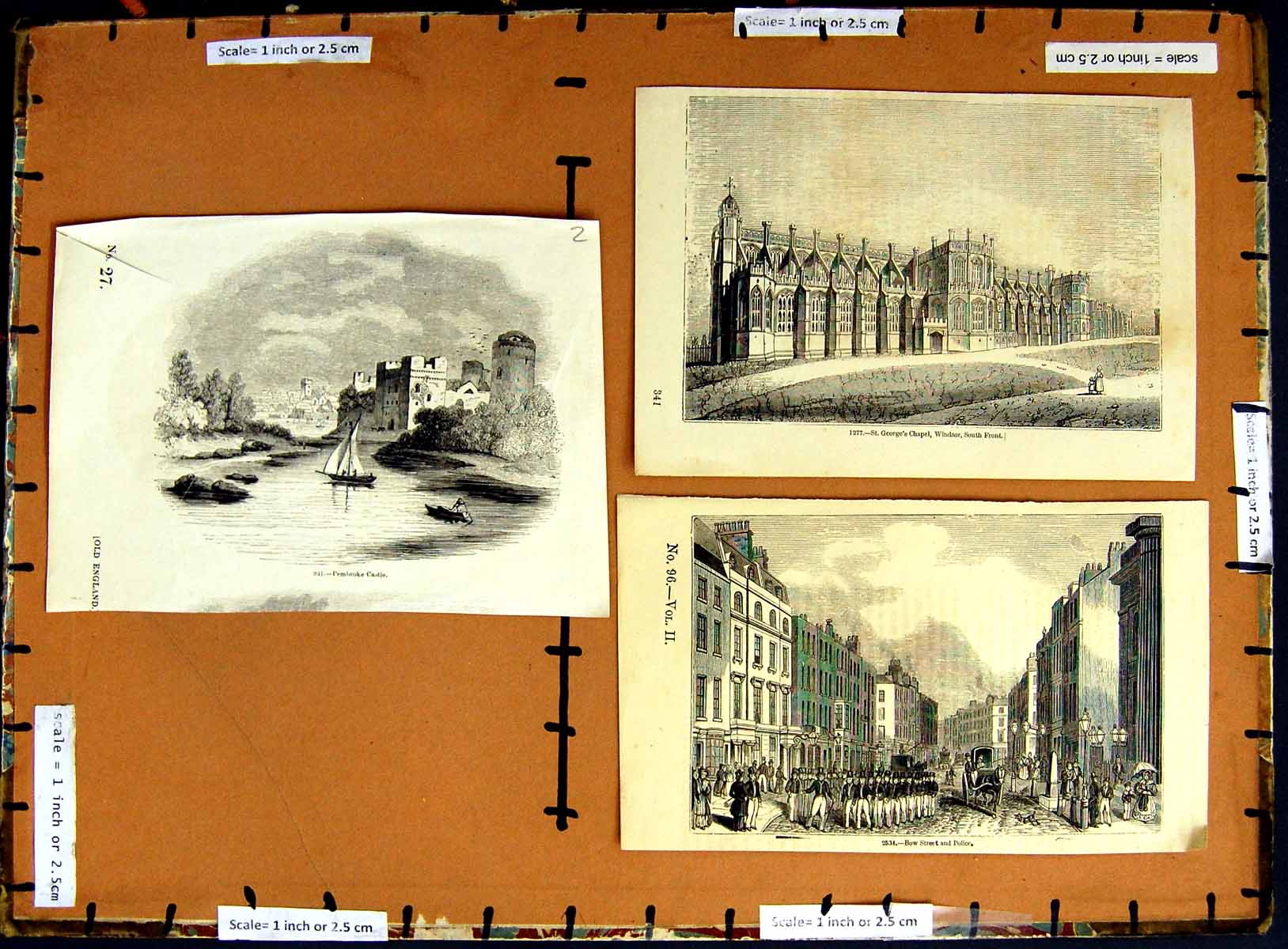 Original Old Antique PrintC1790-C1940 Pembroke Castle George Windsor Bow