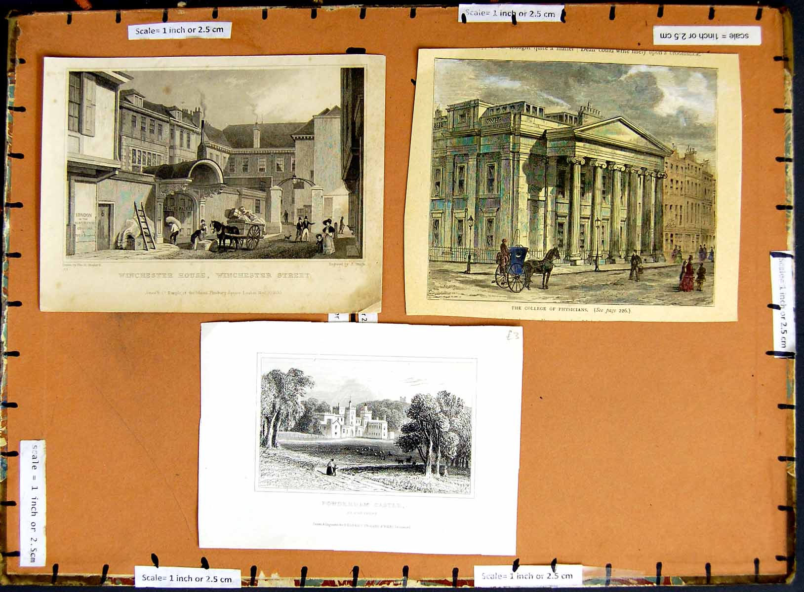 Original Old Antique PrintC1790-C1940 Winchester Doctors College Castle