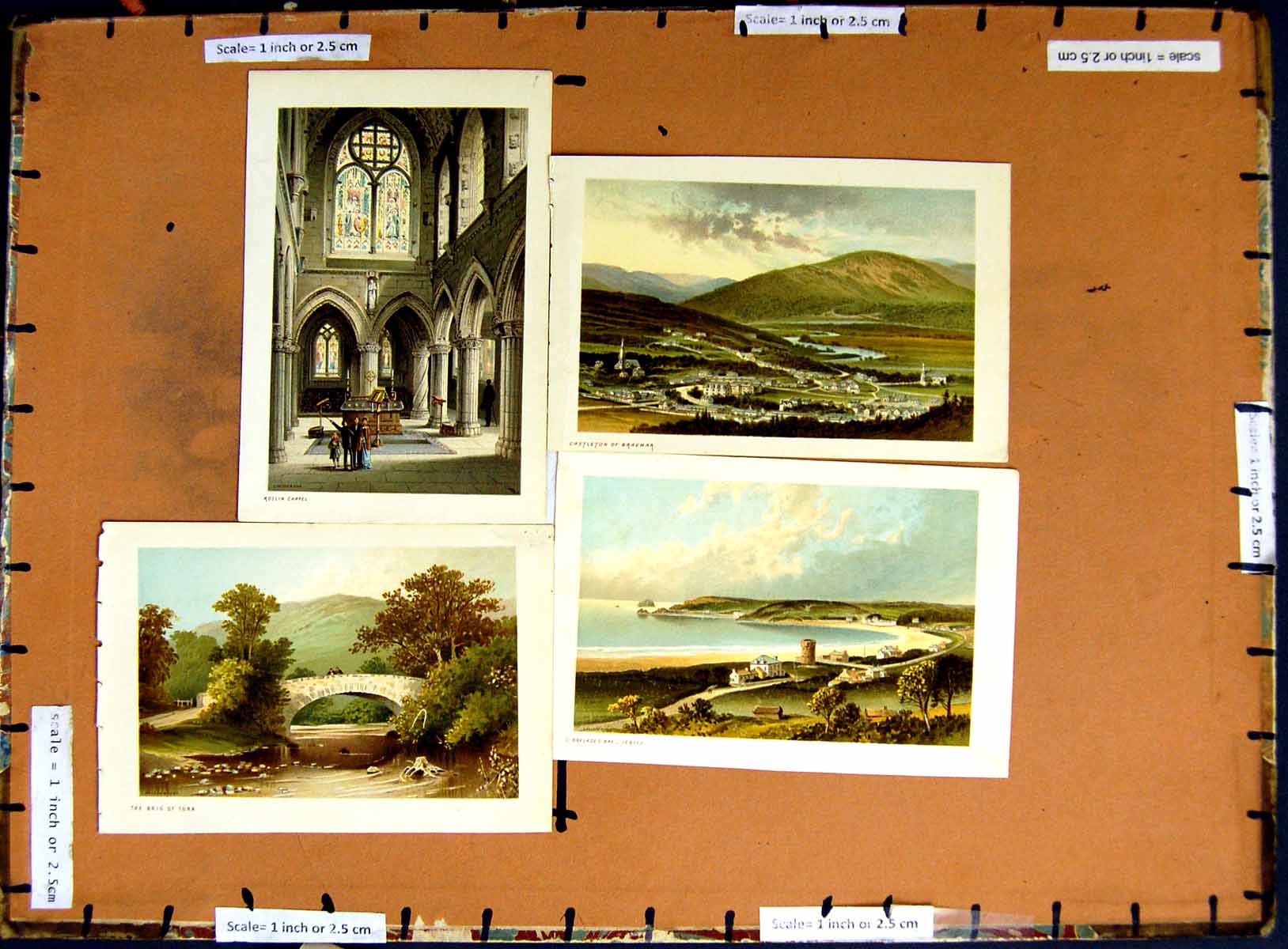 Original Old Antique PrintC1790-C1940 Roslin Chapel Brig Jersey Braemar
