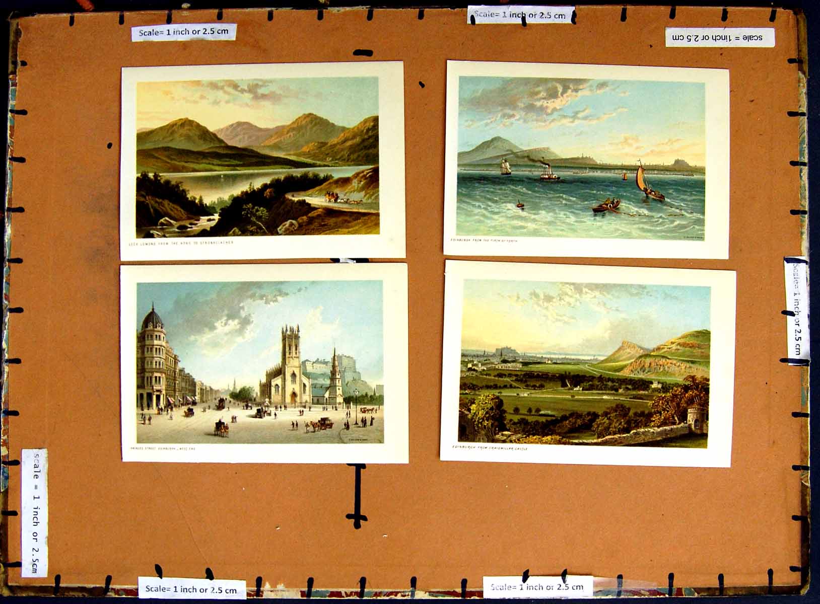Original Old Antique PrintC1790-C1940 Edinburgh Firth Forth Loch Lomond