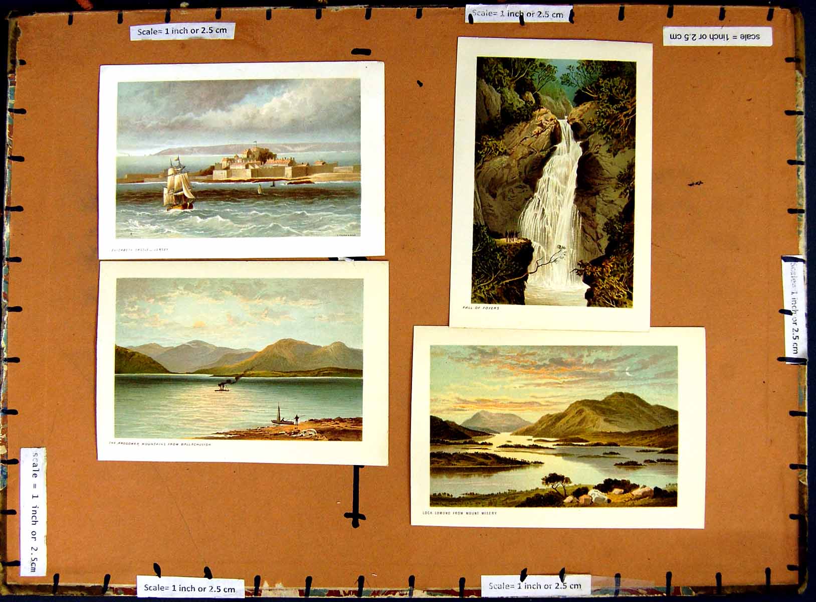 Original Old Antique PrintC1790-C1940 Ardgower Mountains Jersey Lomond
