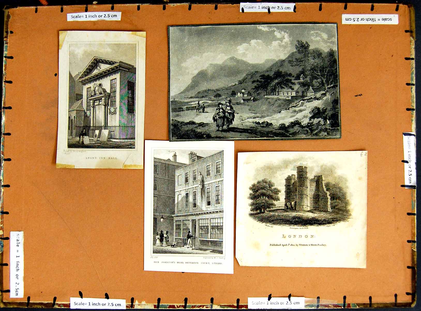 Original Old Antique PrintC1790-C1940 Lyon'S Hall Ben Johnson Donnington