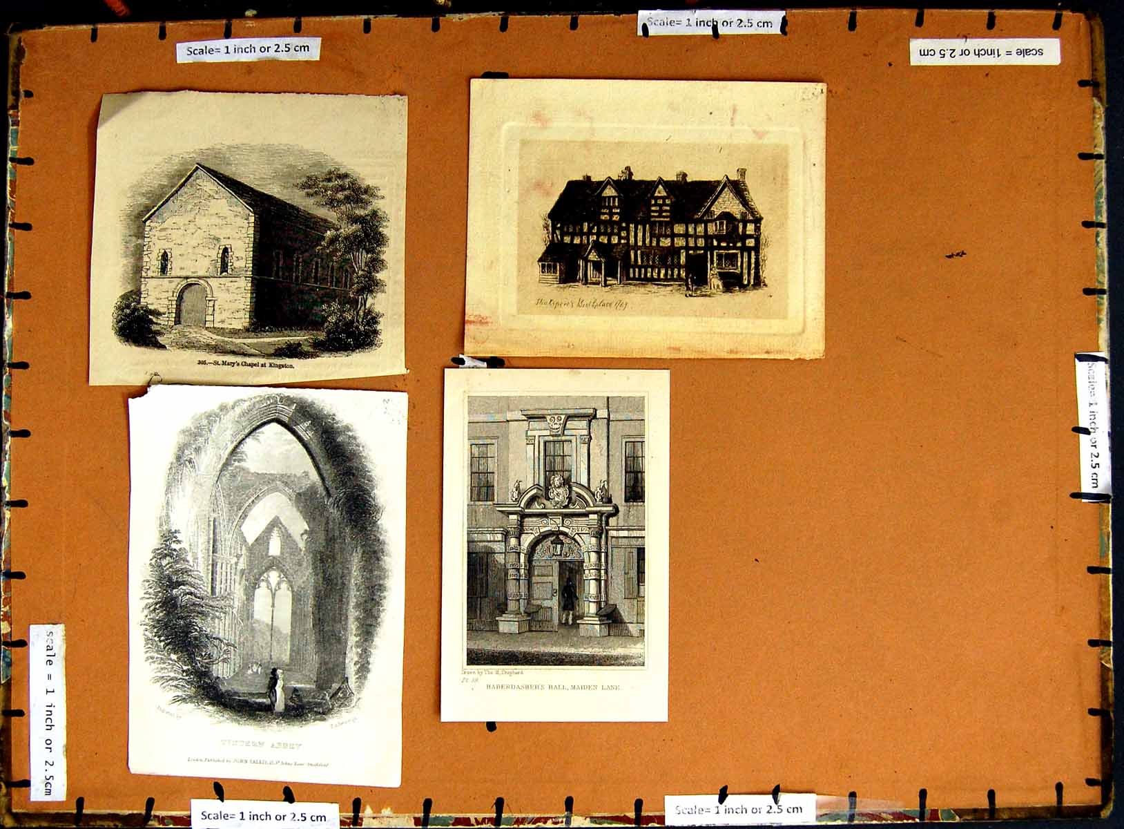 Original Old Antique PrintC1790-C1940 Kingston Chapel Haberdashers Abbey