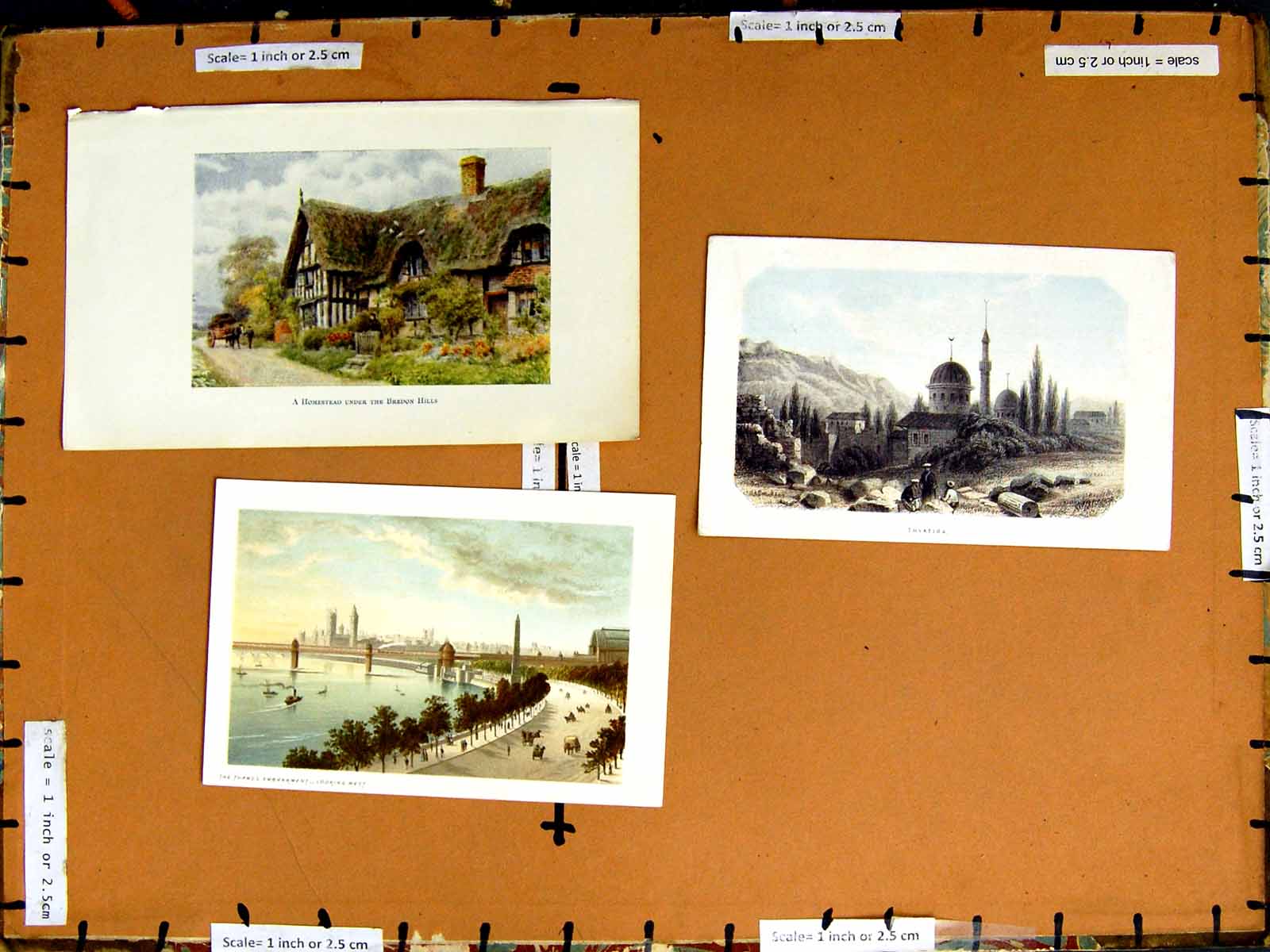 Original Old Antique PrintC1790-C1940 Thyatira Thames London Bredon Hill