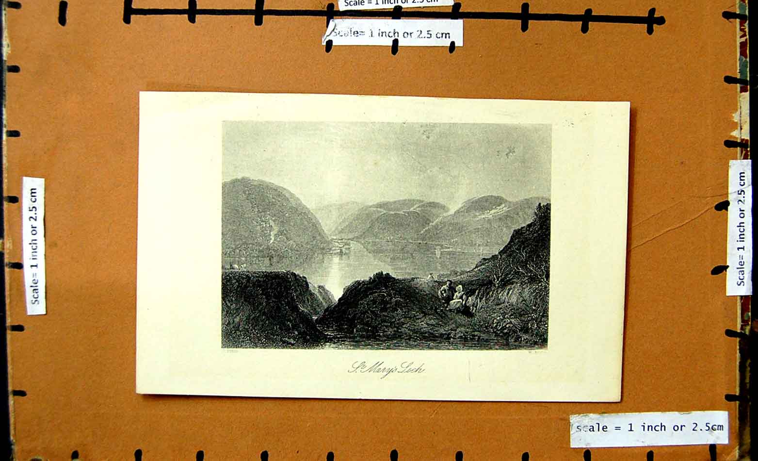 Original Old Antique Print View St. Mary'S Loch Mountains Lake Miller