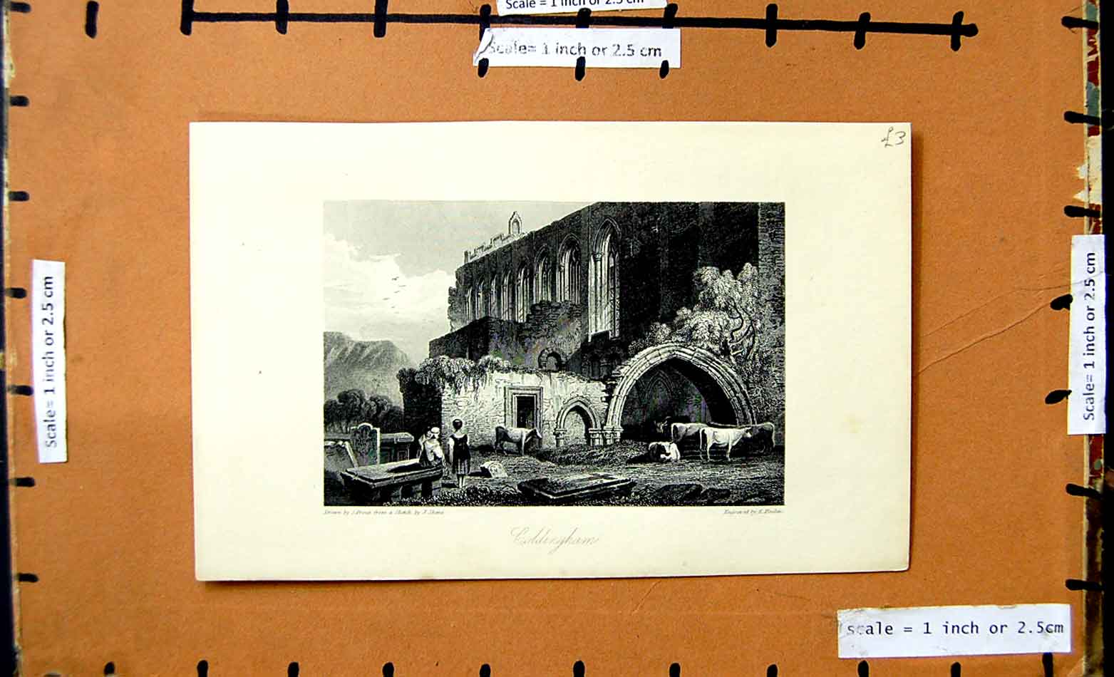 Original Old Antique Print View Cingham Ruins Prout Finden