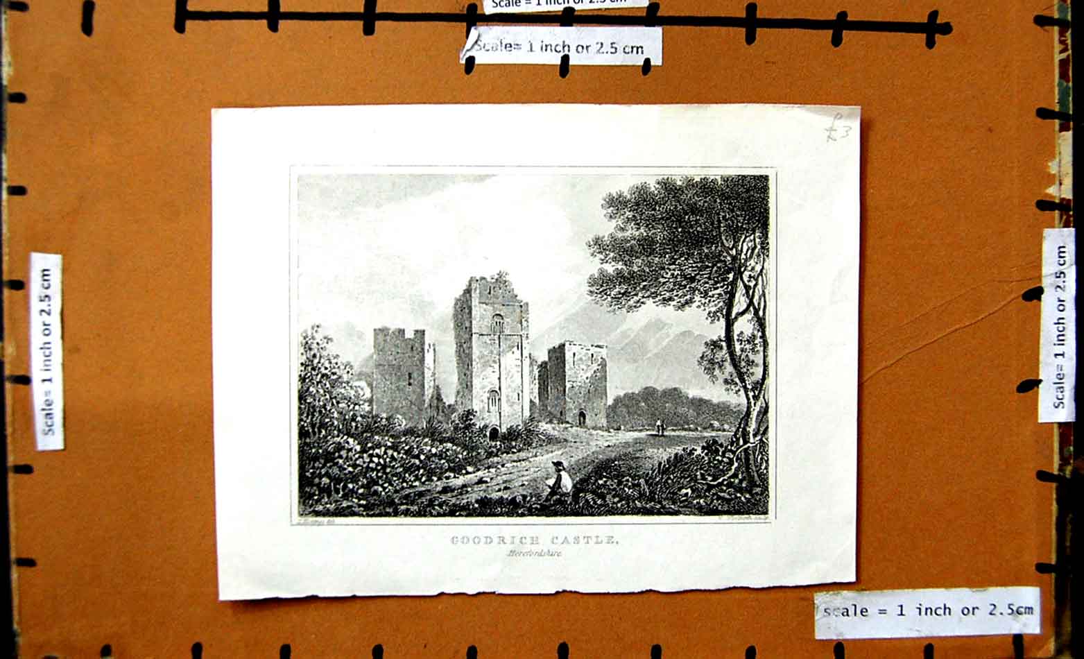 Original Old Antique Print View Goodrich Castle Herefordshire Woolnoth Hastings