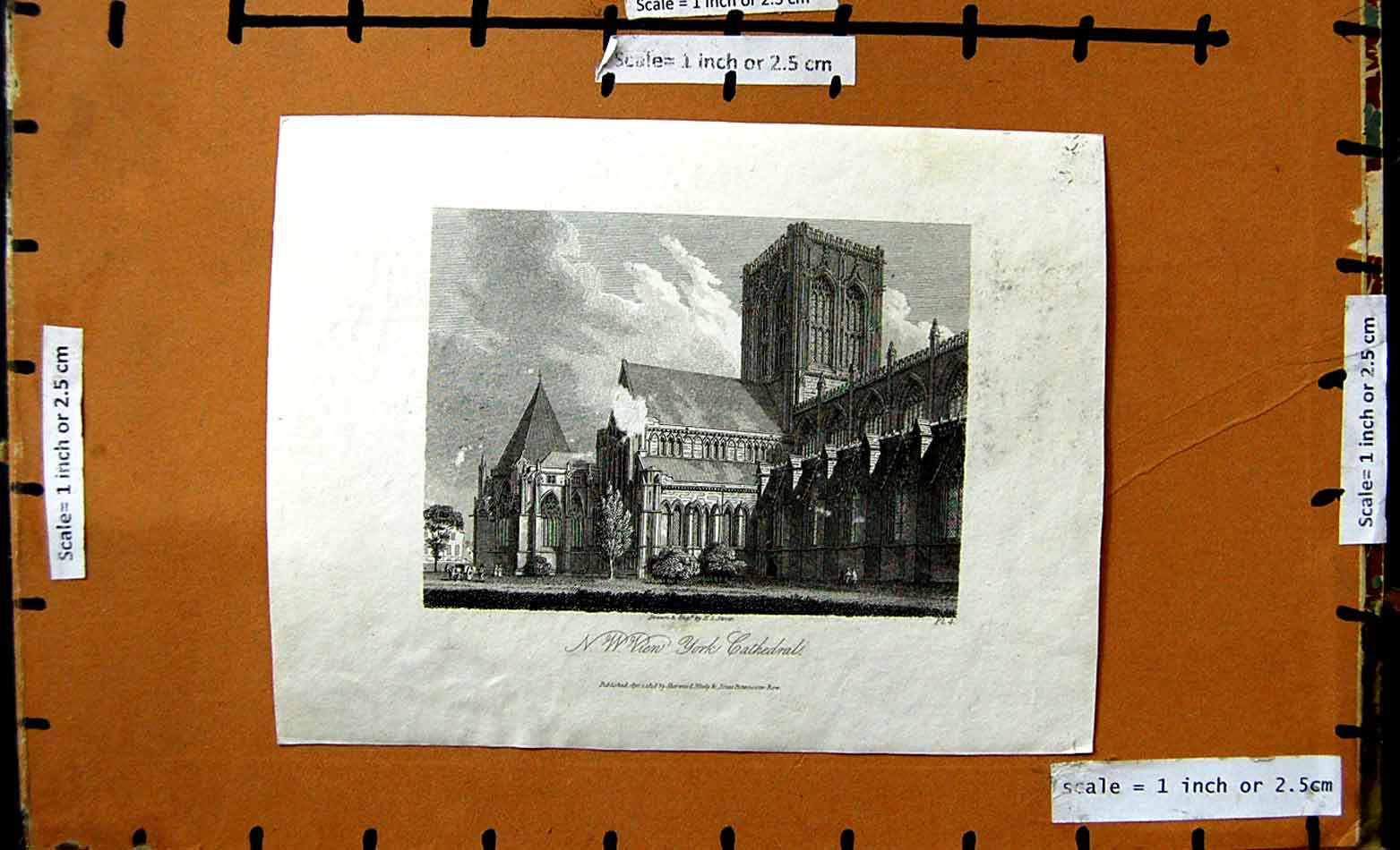 Original Old Antique Print View York Cathedral 1813 Architecture Storer 19th