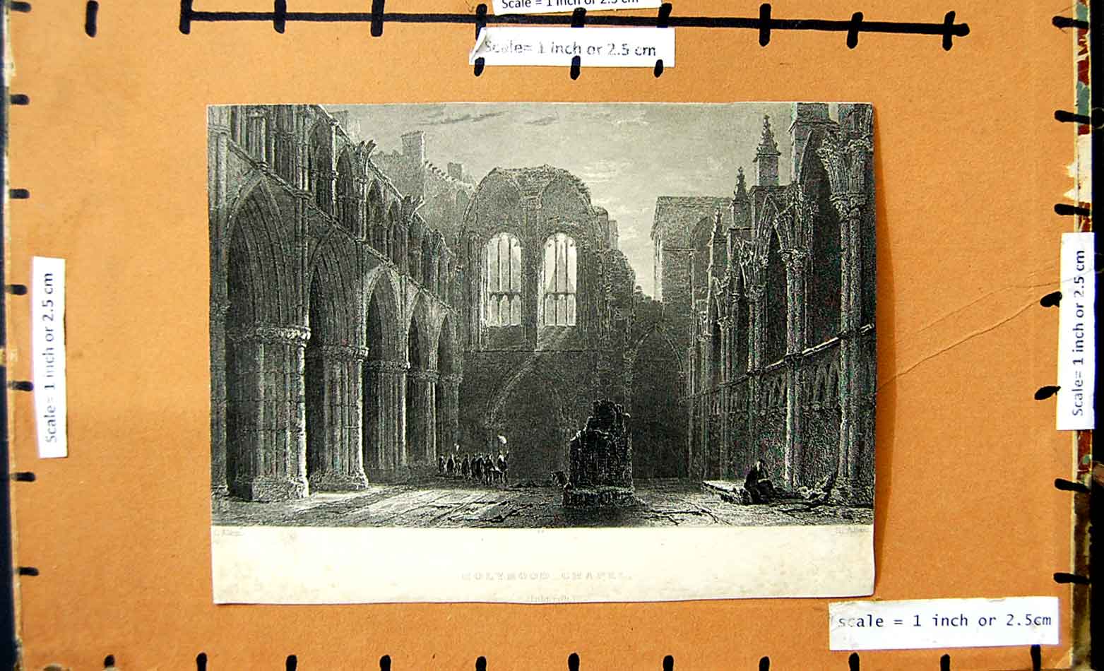 Original Old Antique Print View Holyrood Chapel Edinburgh Scotland Adlard Allom