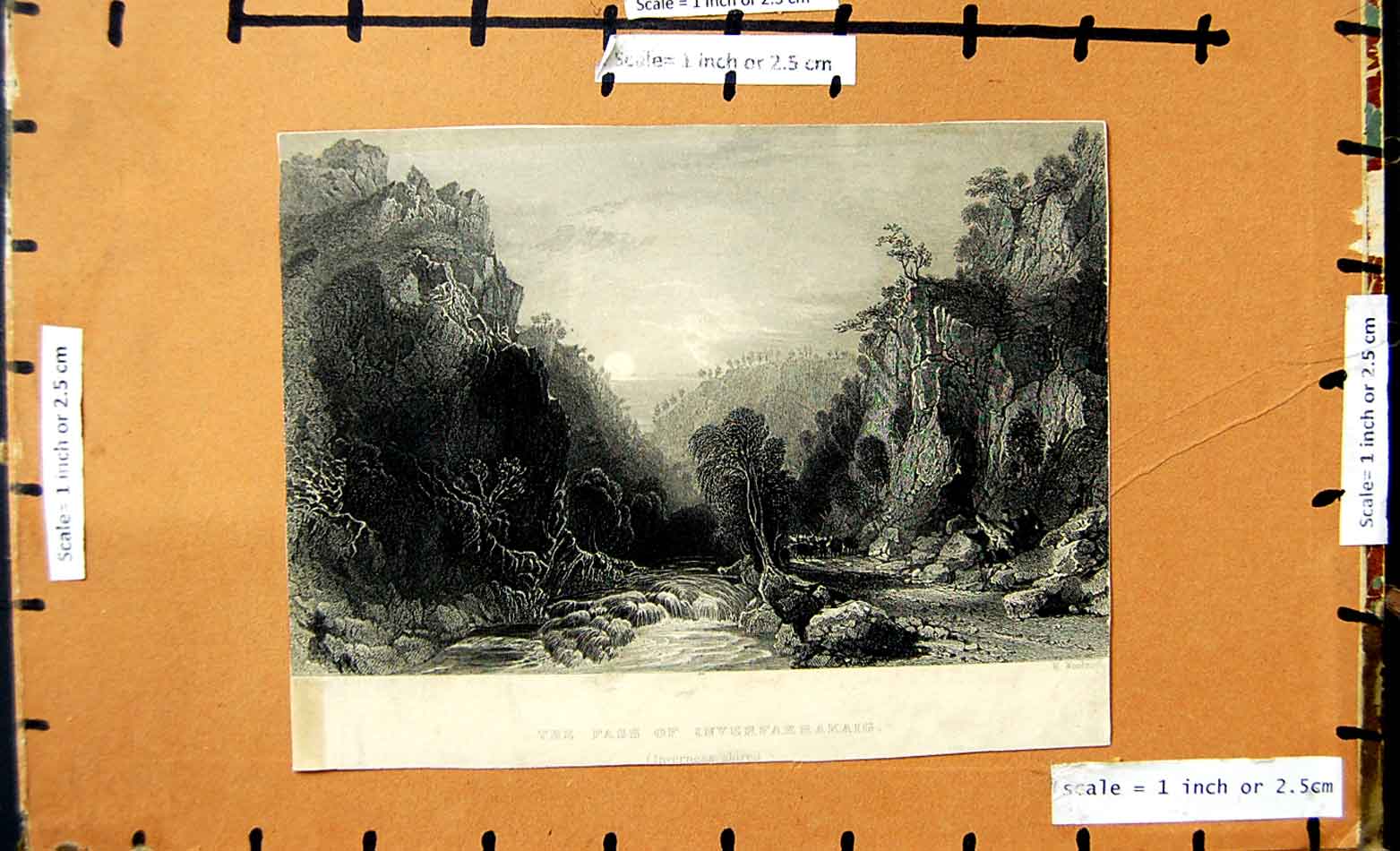 Original Old Antique Print View Pass Inverfarrakaig Inverness-Shire Scotland
