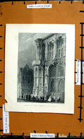 Original Old Antique Print Bartlett Payne View Part Town Hall Ghent
