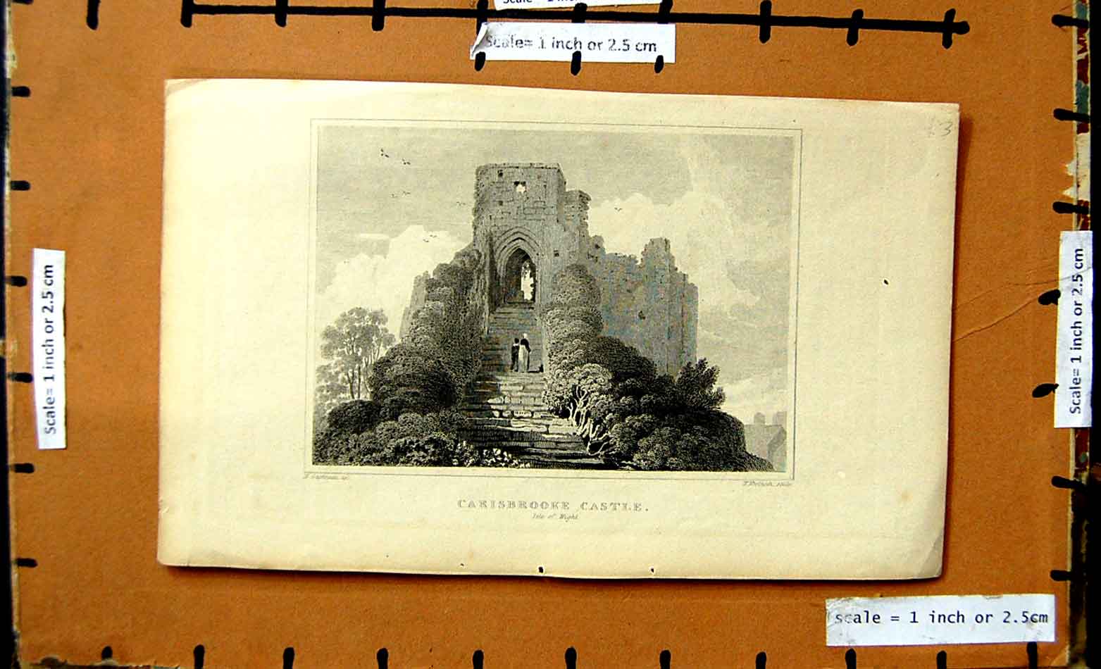 Original Old Antique Print Ref.479 View Carisbrook Castle Isle Wight Woolnoth