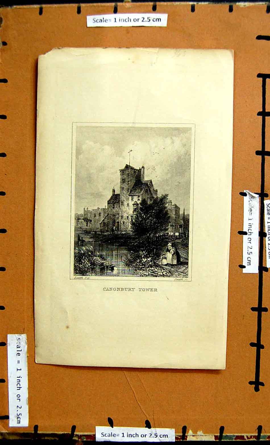 Original Old Antique Print View Canonbury Tower Architecture Leath Smith