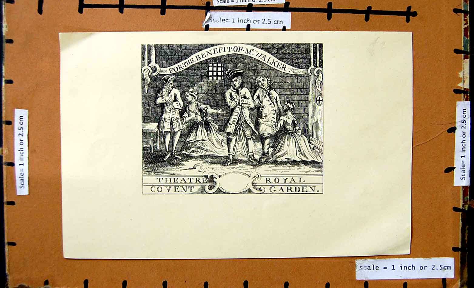 Old Antique Print View Theatre Royal Covent Garden Benefit Walker Scene