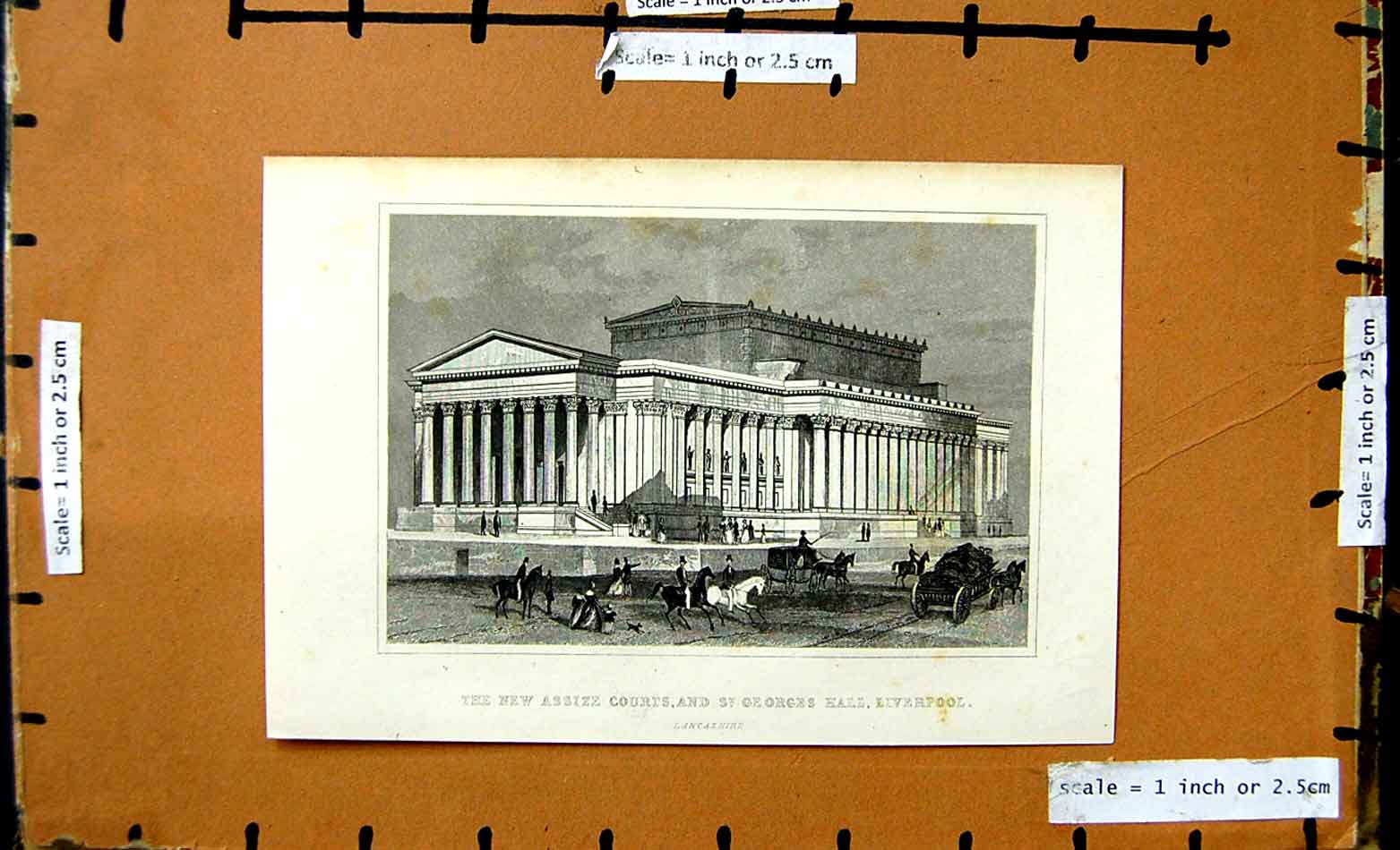 Original Old Antique Print Assize Courts St. George'S Hall Liverpool Lancashire