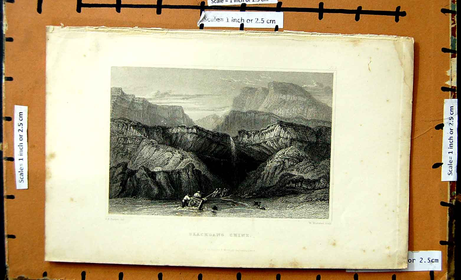 Original Old Antique Print View Blackgang Chine Mountains Bartlett Westwood