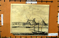 Original Old Antique Print Camp Tents Boats People Scene