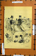 Original Old Antique Print Sketch Men Trophies Top-Hats Fashion
