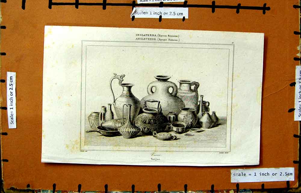 Original Old Antique Print Vases Vasijas Epaco Romano Pottery