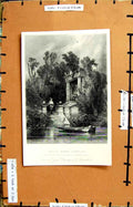 Original Old Antique Print Engraving Scene Faustus Margaret Summer House