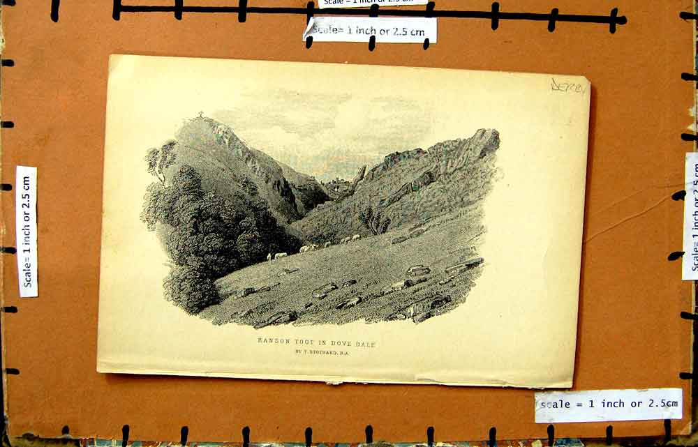 Original Old Antique Print View Hansons Toot Dove Dale Stothard
