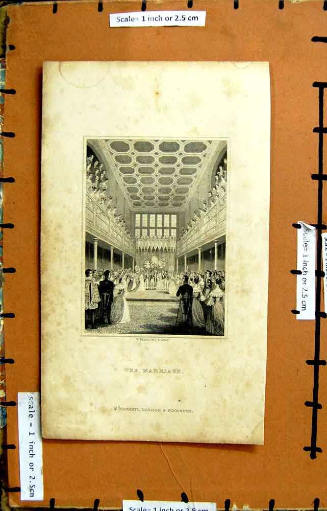 Original Old Antique Print Interior View The Marriage Watkins