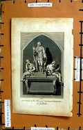 Original Old Antique Print Monument Alderman Beckford Guildhall Engraving