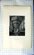 Original Old Antique Print 1816 Interior Chapel Church Windows Architecture