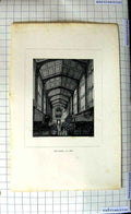 Original Old Antique Print Architecture Interior Chapel Church Windows 1816