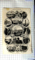 Original Old Antique Print Portsmouth Harbour York Minster Shakspeare Eddystone