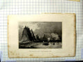 Original Old Antique Print Engraving View Needles Scratchell'S Bay Sea