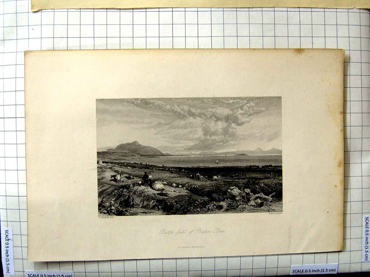 Original Old Antique Print Battle Field Preston Pans Stanfield Richardson