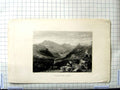 Original Old Antique Print View Vale Llugwy Mountains Engraving Cox Radclyffe