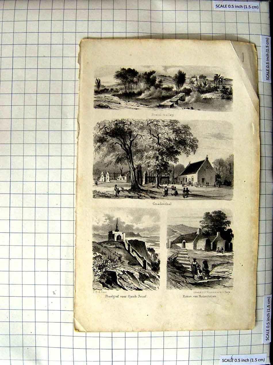 Original Old Antique Print Brand Valley Gnadenthal Hottentotten Sjeich Jozef