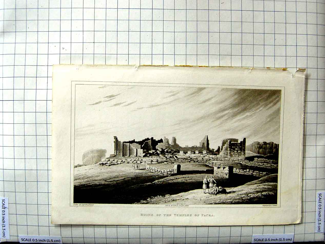 Old Antique Print Frankland Clark View Ruins Temples Facra Architecture