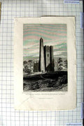Old Antique Print 1829 Round Tower Belfry Church Swords Petrie Brandard 19th