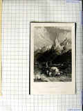Original Old Antique Print Engraving Stanfield Wilmore View Tronsberg Castle