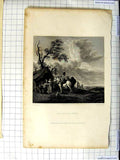Original Old Antique Print 1834 Worthington Engraving The Sutling Booth Tent