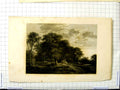 Original Old Antique Print 1833 Richardson Waterloo Engraving Trees River Scene