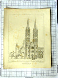 Old Antique Print Pugin Moore Keux Abbaye Aux Hommes Church Caen France