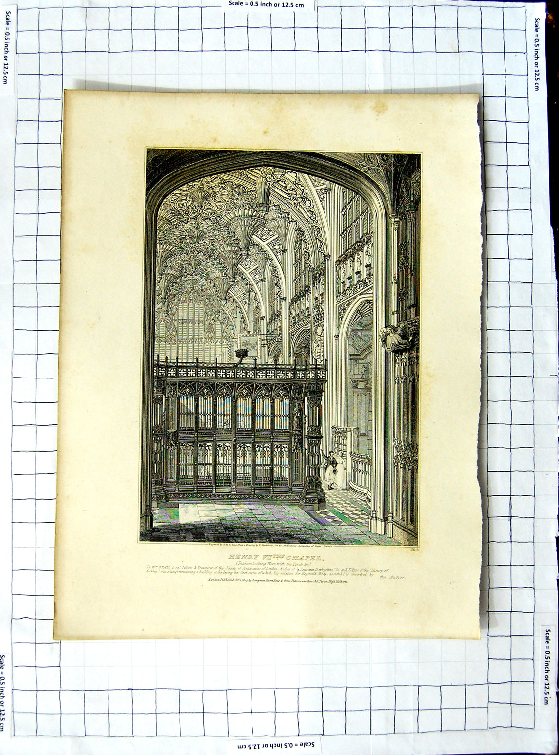 Original Old Antique Print 1807 Henry Vii Chapel Tomb John Le Keux Mackenzie