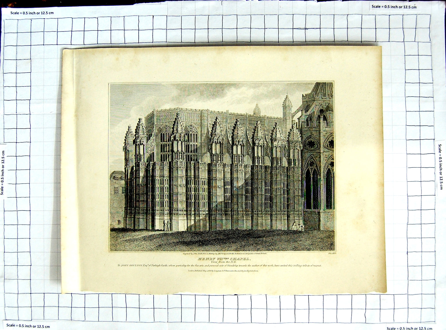 Old Antique Print 1808 Architecture Henry Vii Chapel John Smith Thompson 19th