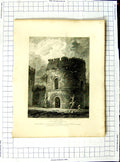 Old Antique Print 1813 Round Tower Ludlow Castle Shropshire Rawle Aikin 19th
