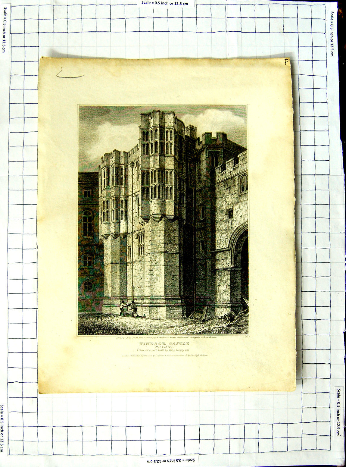 Original Old Antique Print 1809 Windsor Castle Henry Berkshire Smith Mackenzie