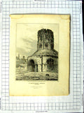Old Antique Print 1811 St. Sepulchres Church Cambridge Woolnoth Mackenzie 19th