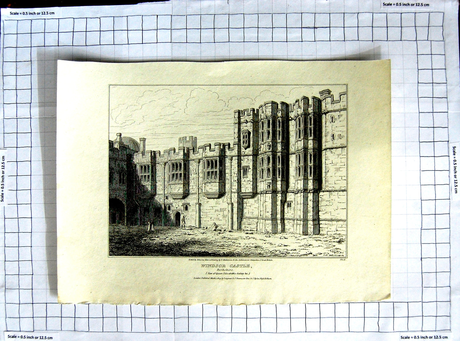 Original Old Antique Print 1809 Windsor Castle Berkshire Queen Lee Mackenzie